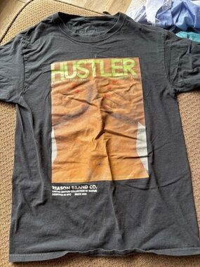 Reason x HUSTLER Black Logo Tee with Faded White Print
